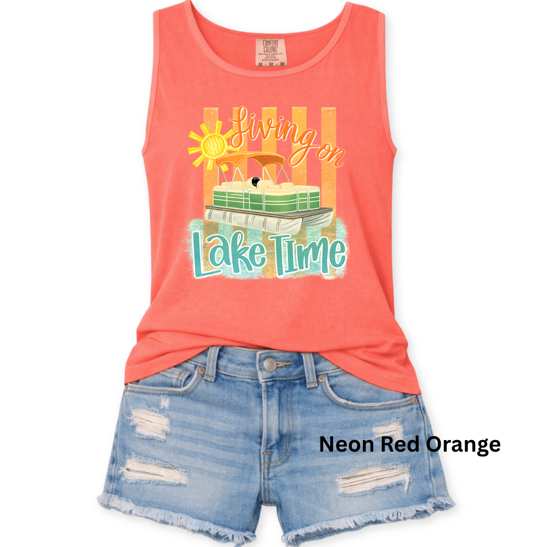 LIVING ON LAKE TIME COMFORT COLORS TANK