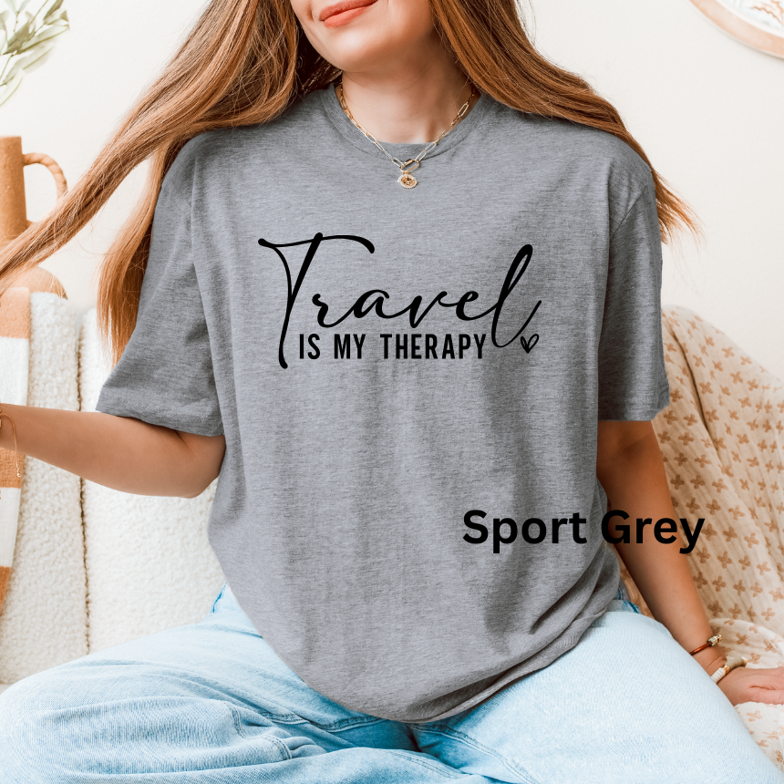 TRAVEL IS MY THERAPY - UNISEX SHORT SLEEVE TEE