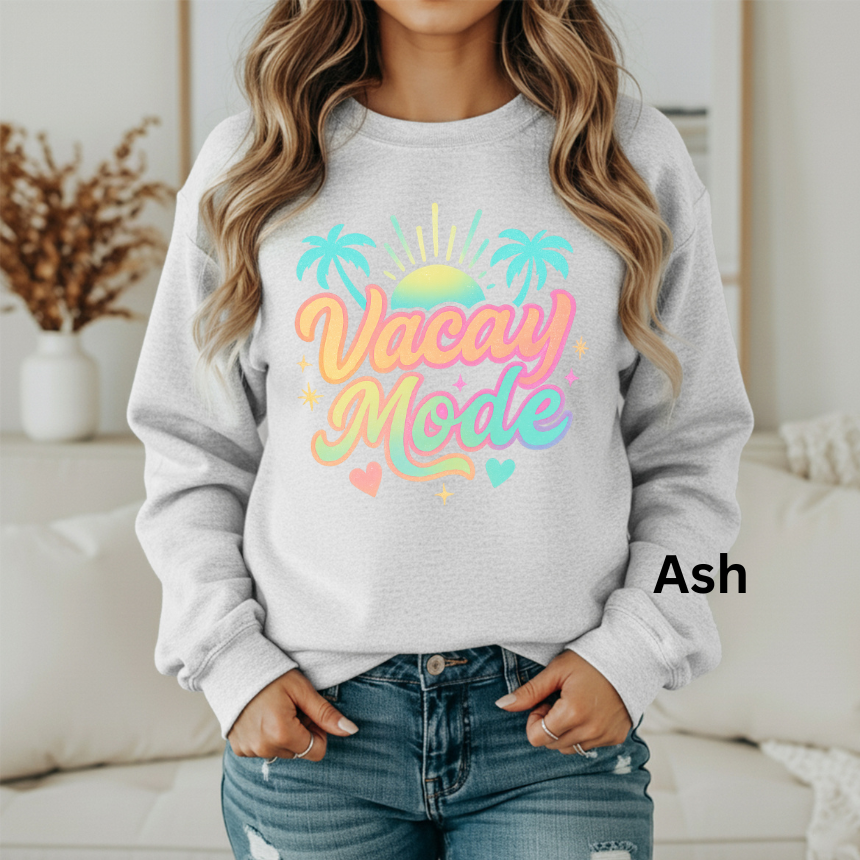 VACAY MODE PALM TREE SWEATSHIRT