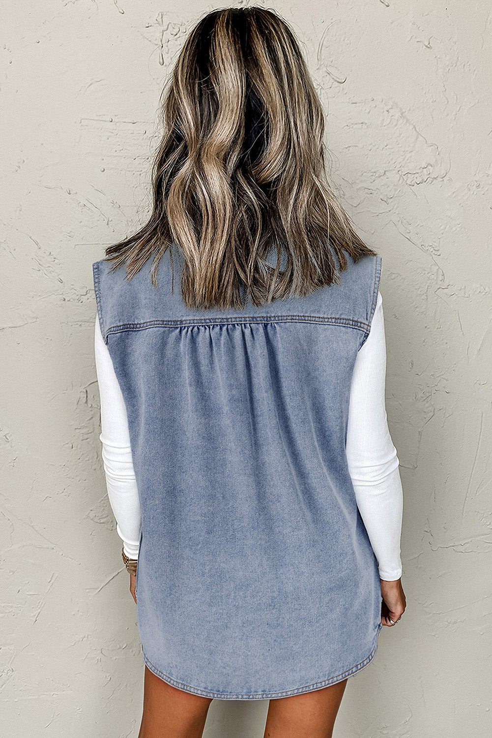 LIGHT WASH DENIM SHIRT VEST