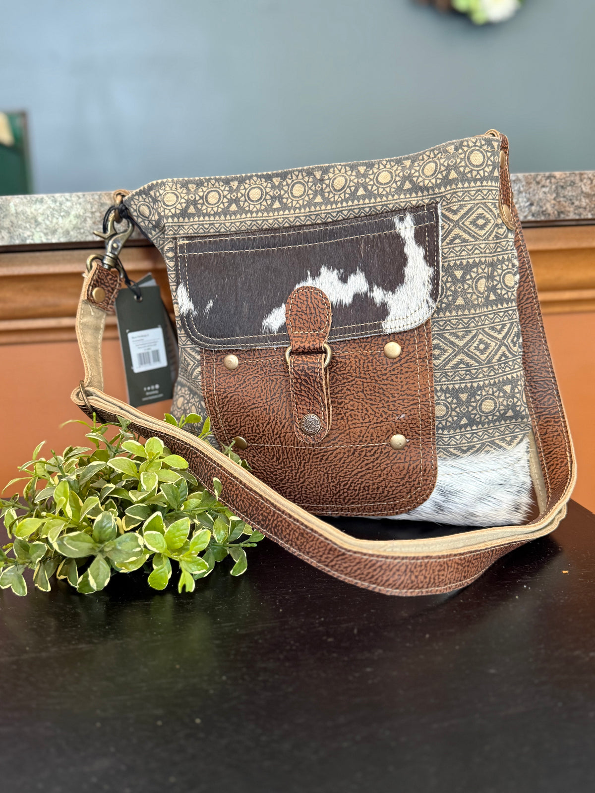 Tribal Pony Western Crossbody Bag — Olive