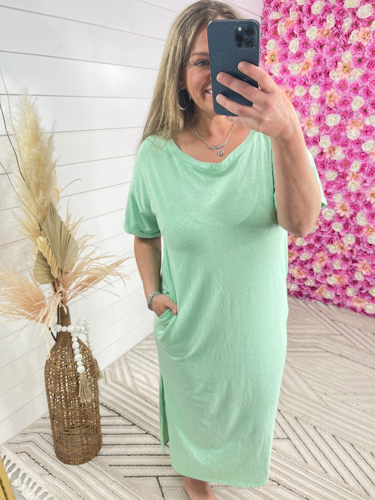 MINT SCOOP NECK TSHIRT DRESS