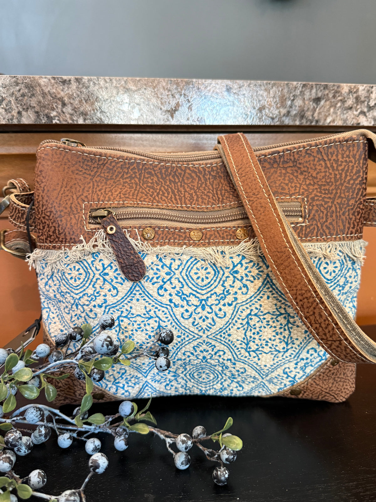 MYRA Inkwild Vintage Crossbody Bag — Blue