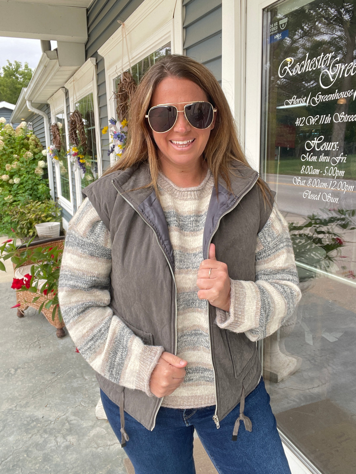 Charcoal Quilted Oversized Padded Puffer Vest