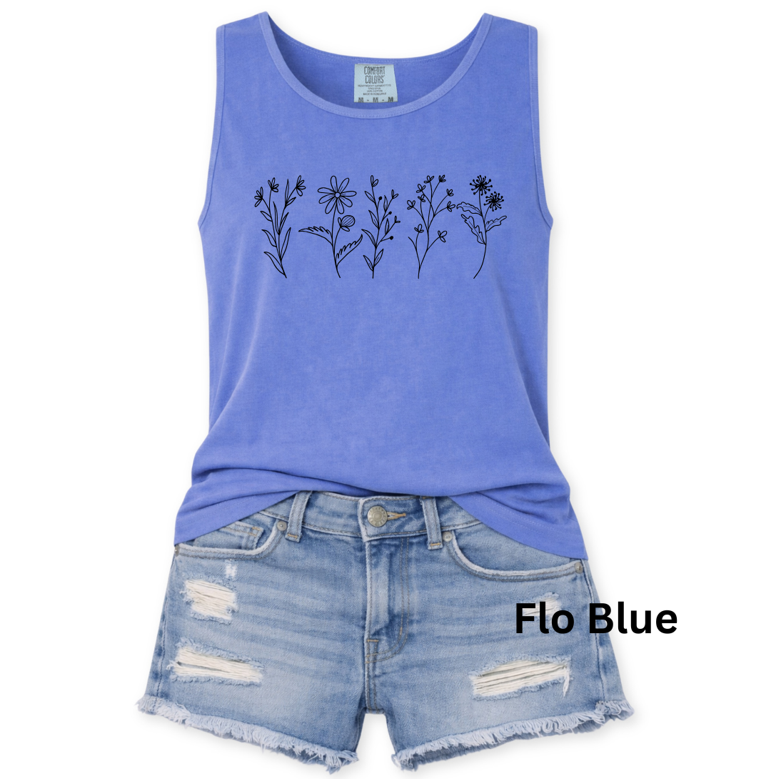 FLORAL GRAPHIC COMFORT COLORS TANK
