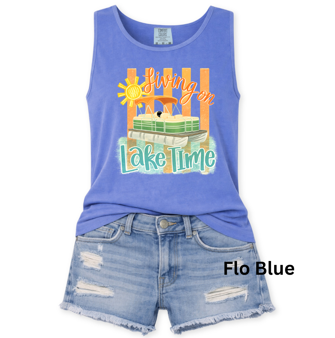 LIVING ON LAKE TIME COMFORT COLORS TANK