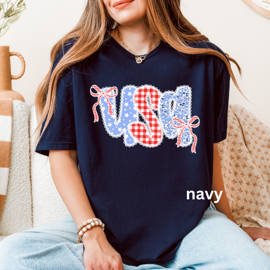 USA QUILTED GRAPHIC TEE
