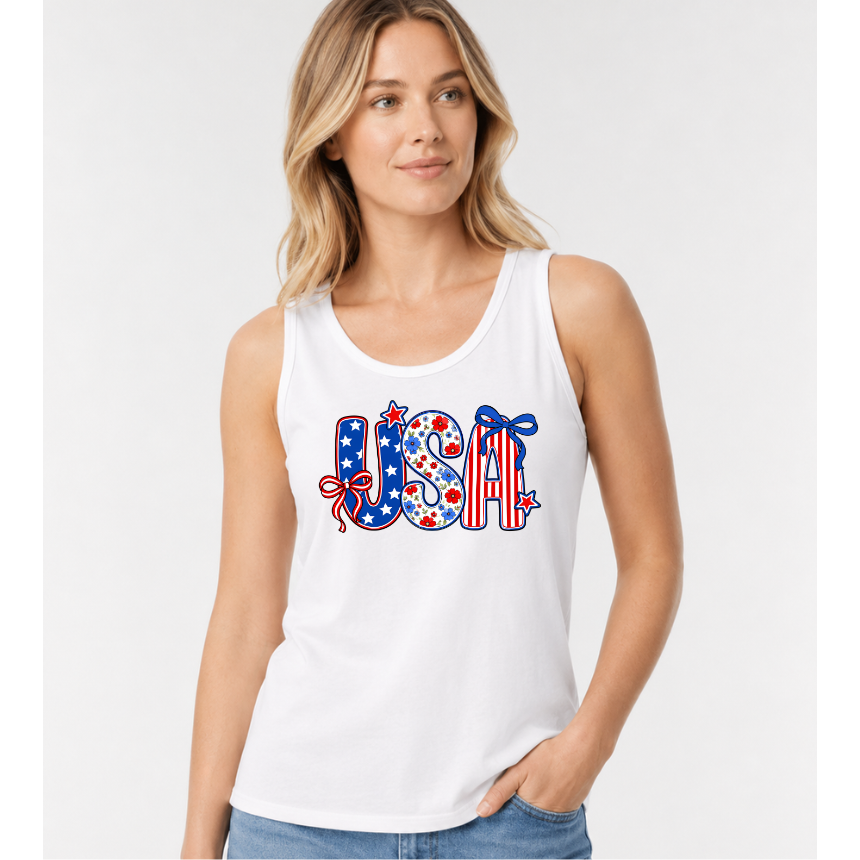 FINAL SALE TANK*** USA STAR/FLORAL/STRIPE