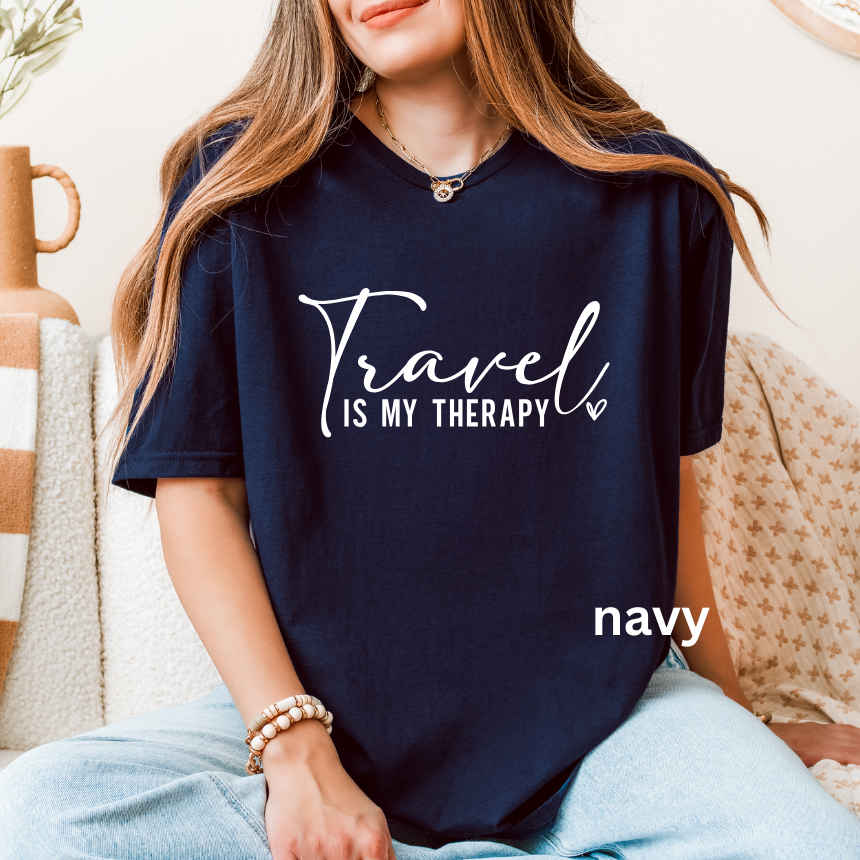 TRAVEL IS MY THERAPY - UNISEX SHORT SLEEVE TEE