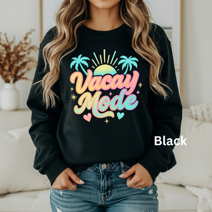 VACAY MODE PALM TREE SWEATSHIRT