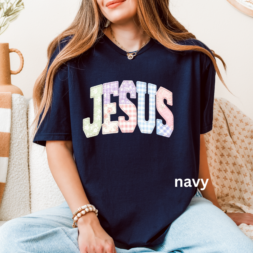 JESUS FAUX QUILTED GRAPHIC TEE - UNISEX SOFTSTYLE