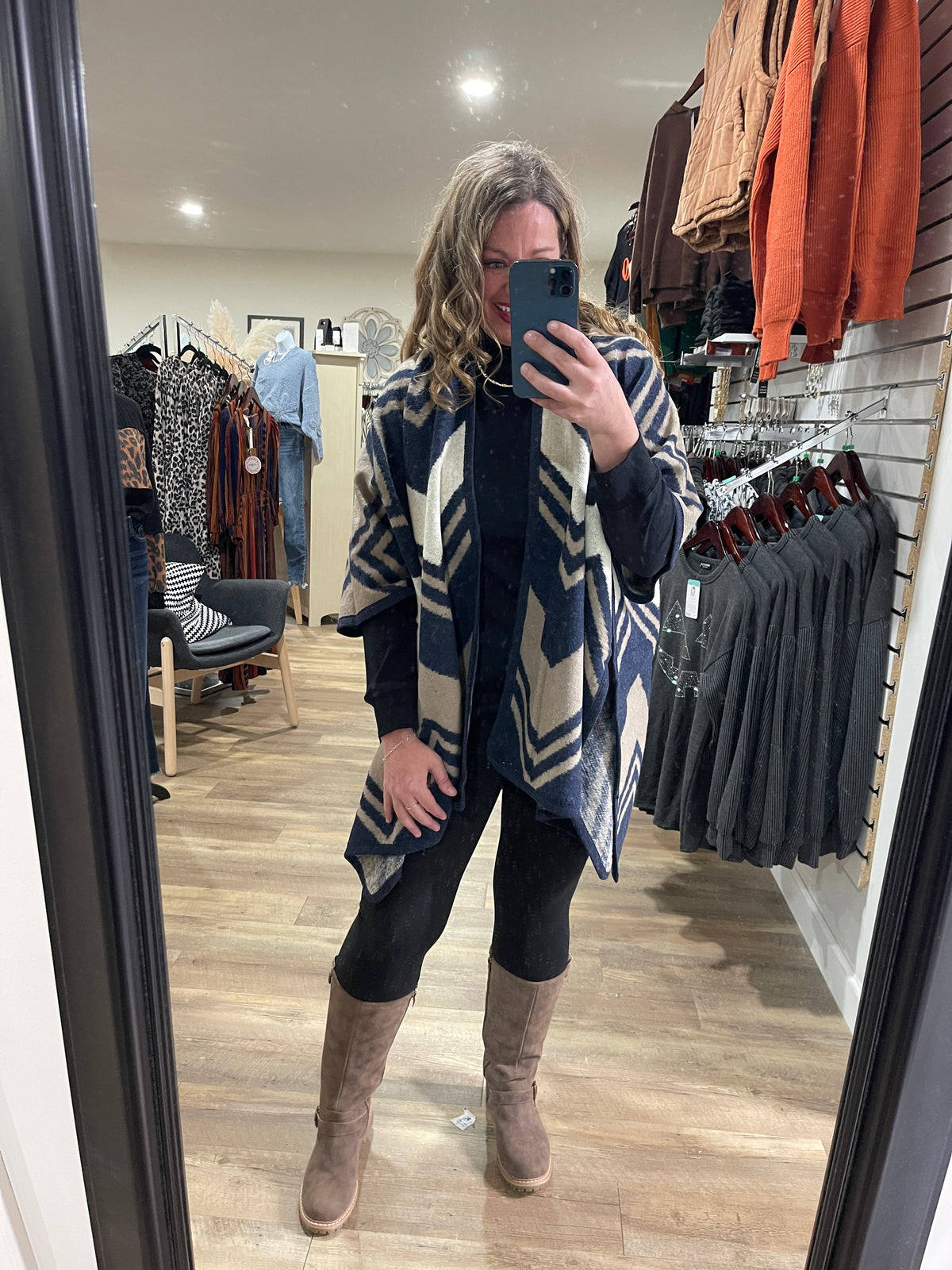 PRINTED THROW OVER PONCHO - 6 COLORS