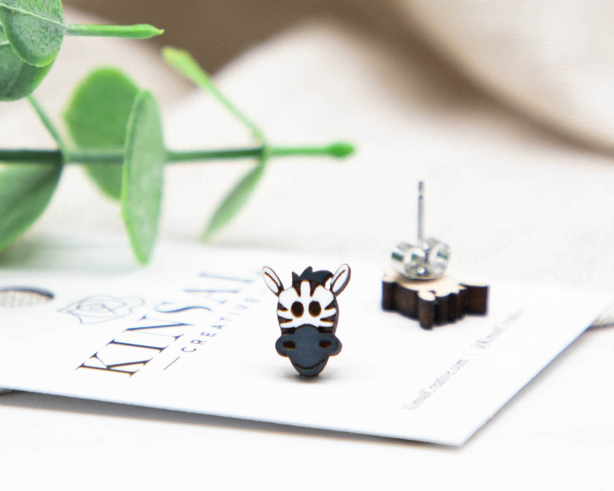 Kinsal Creative - Zebra Wood Stud Earrings