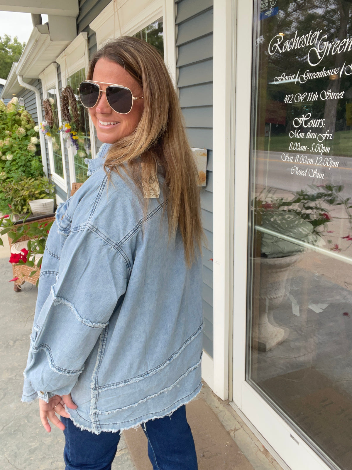 LIGHT DENIM Long Sleeve Acid Washed Denim Shirt