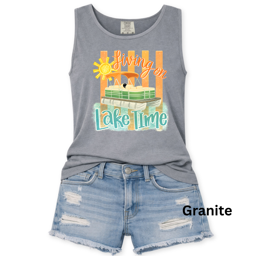 LIVING ON LAKE TIME COMFORT COLORS TANK