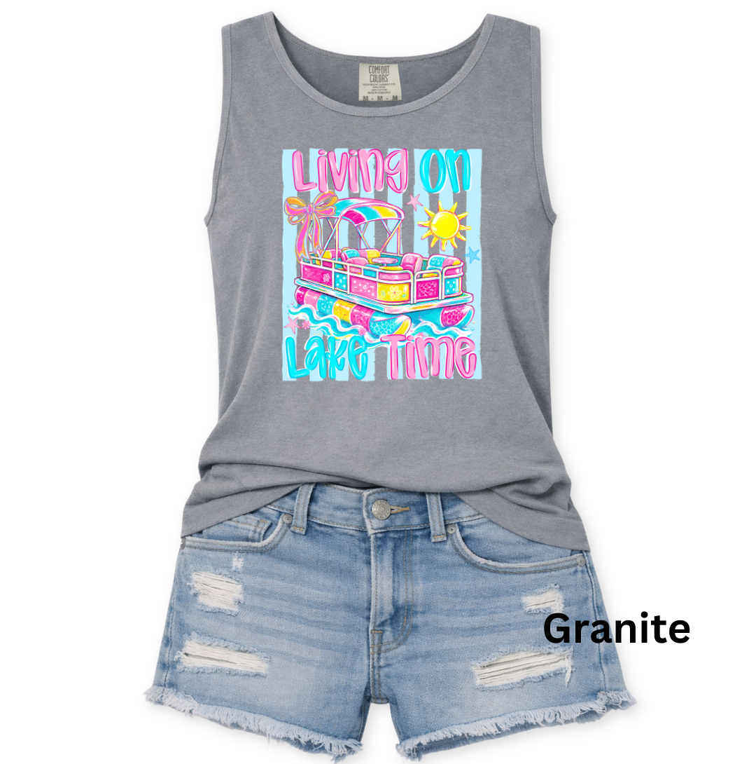 LIVING ON LAKE TIME - PINK/BLUE - COMFORT COLORS - S-3X