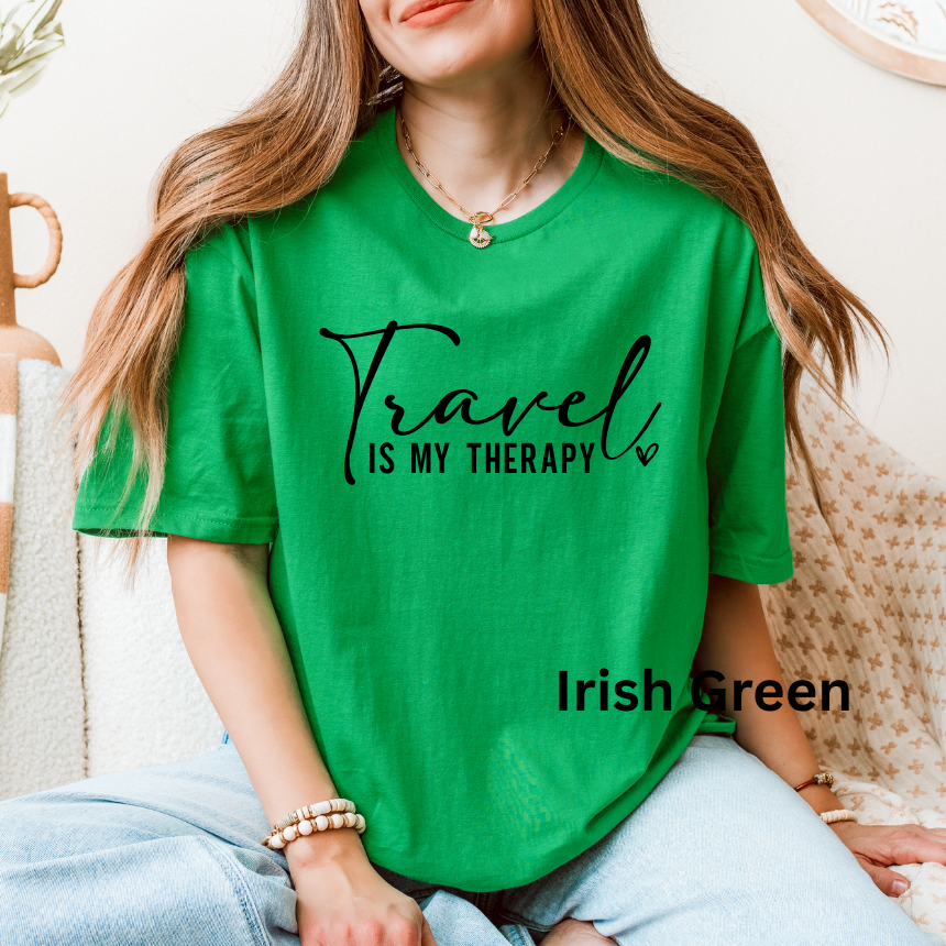 TRAVEL IS MY THERAPY - UNISEX SHORT SLEEVE TEE
