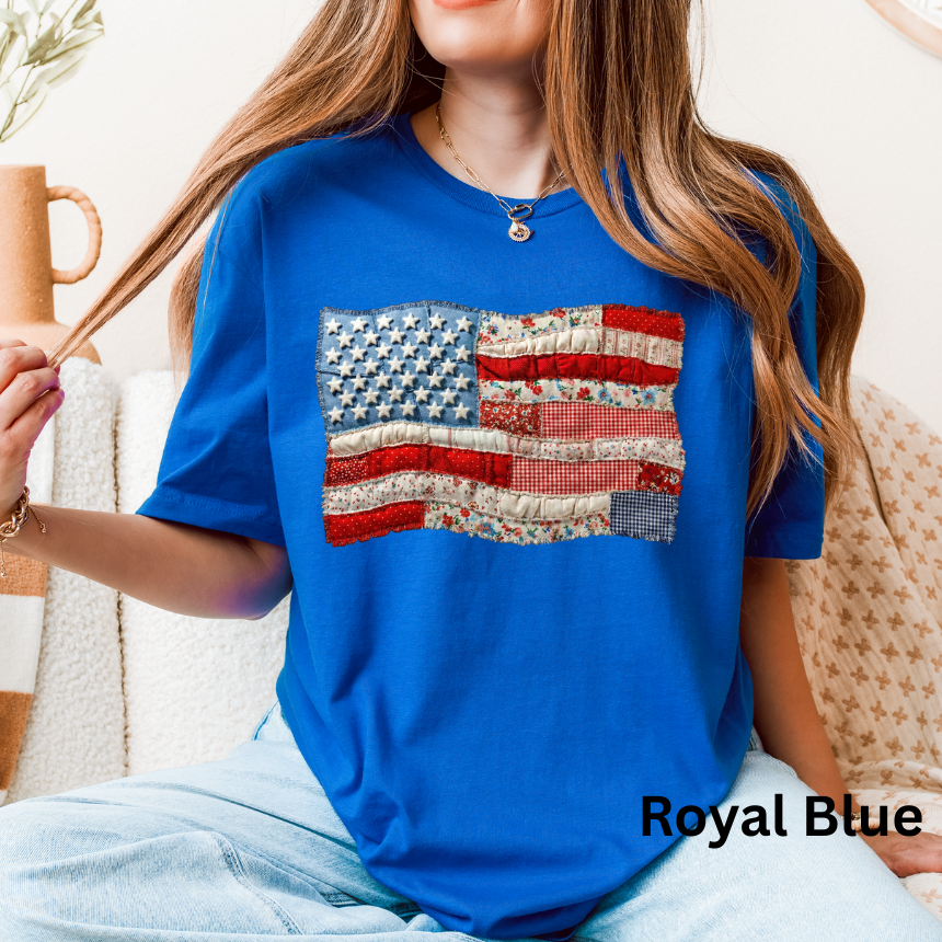 QUILTED FLAG GRAPHIC TEE