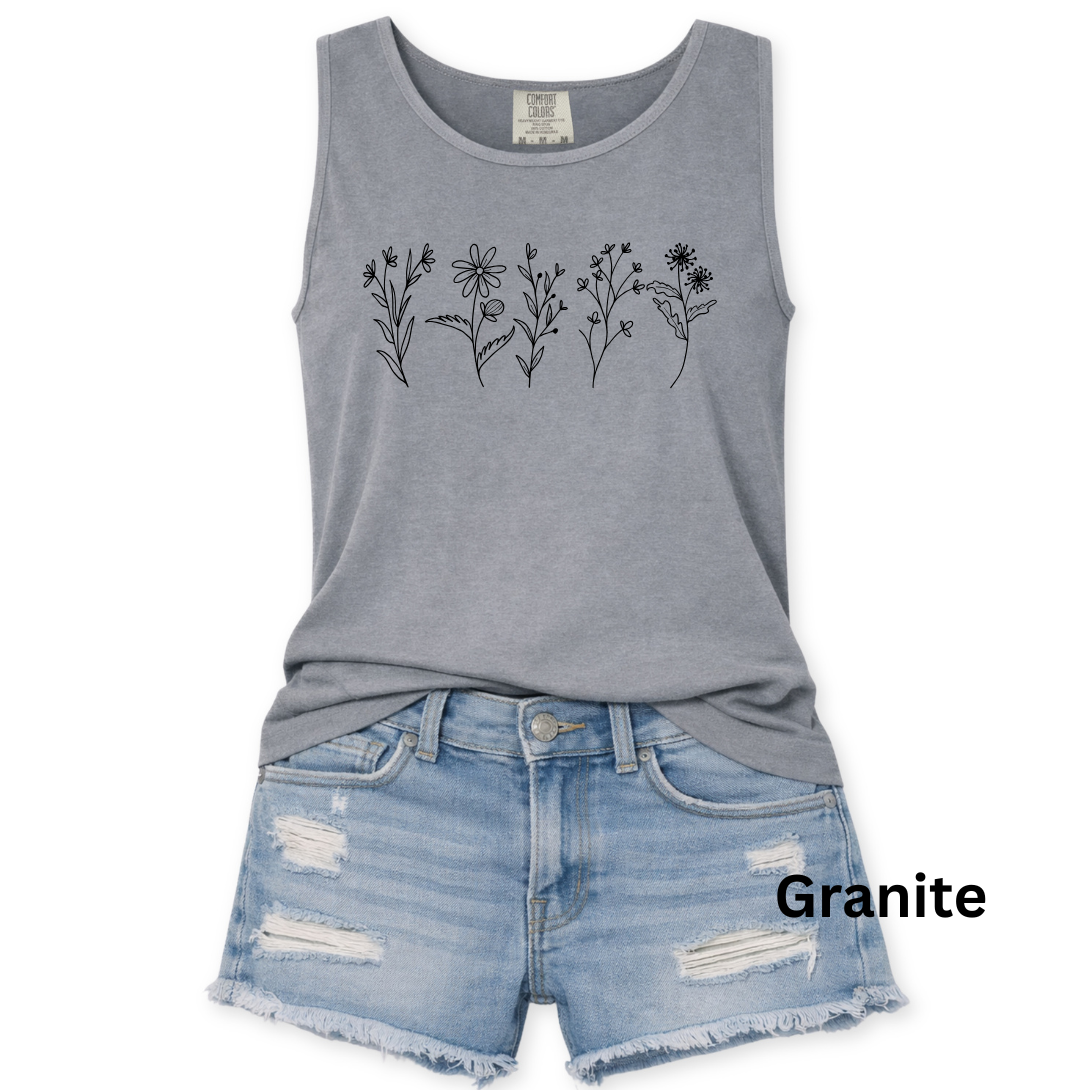 FLORAL GRAPHIC COMFORT COLORS TANK