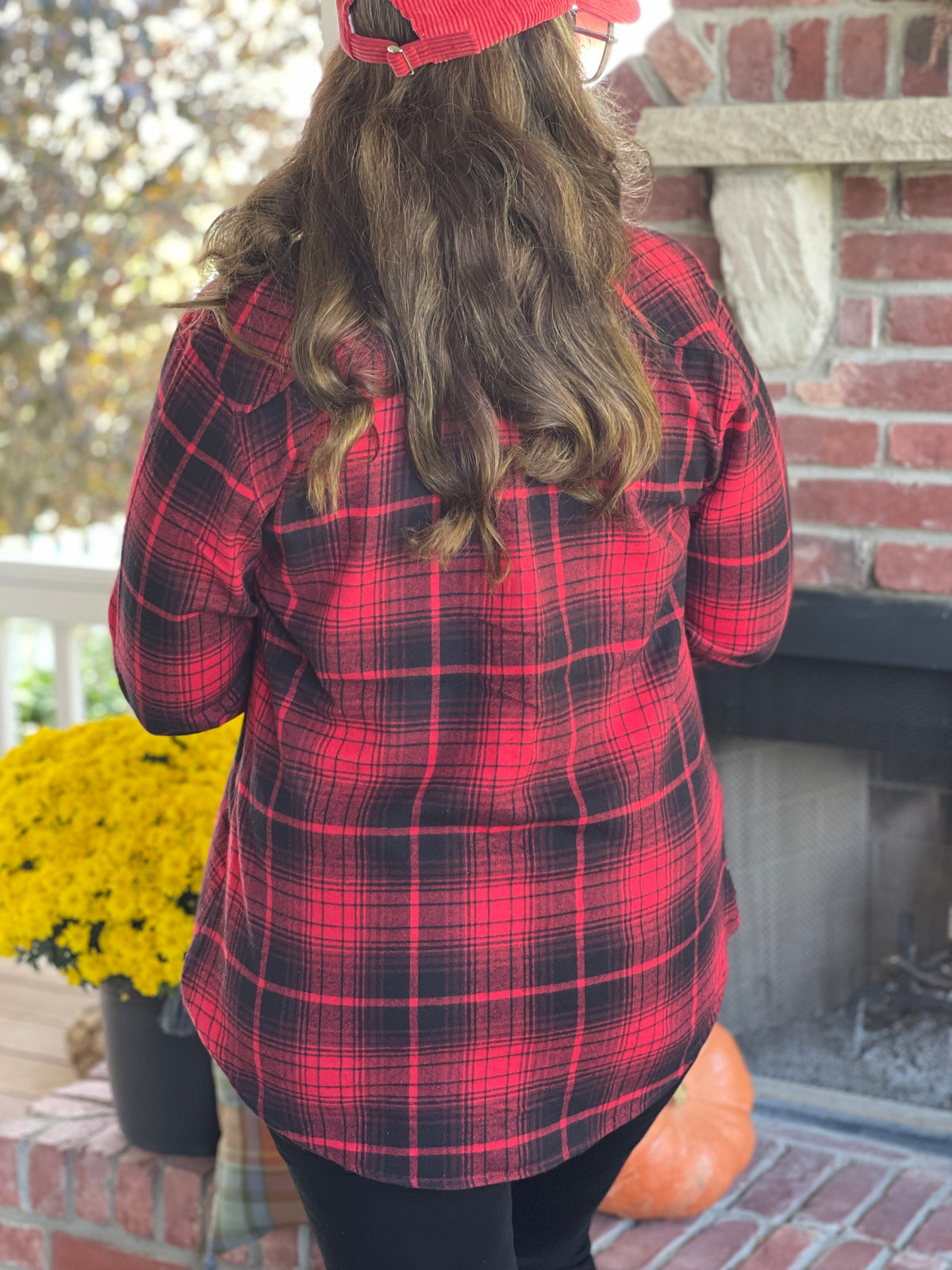 RED PLAID BUTTON FLANNEL