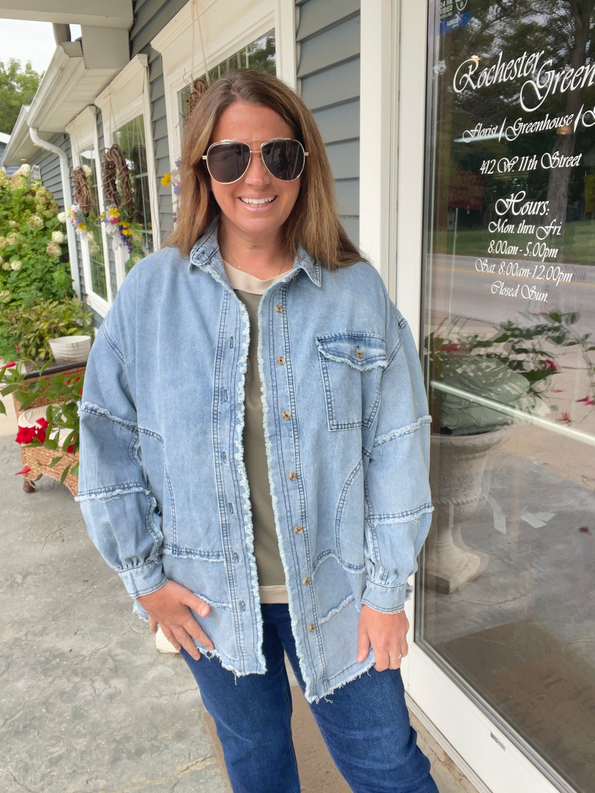 LIGHT DENIM Long Sleeve Acid Washed Denim Shirt
