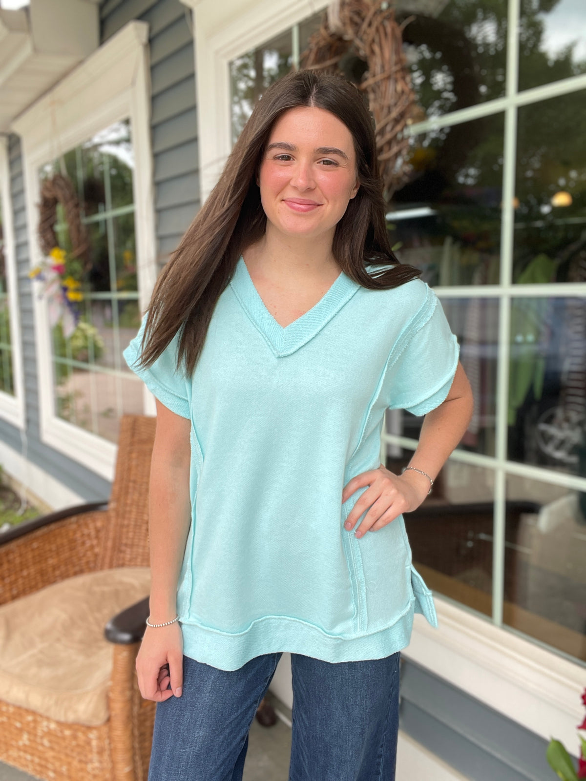 MINT FRENCH TERRY TOP W REVERSE STITCHING