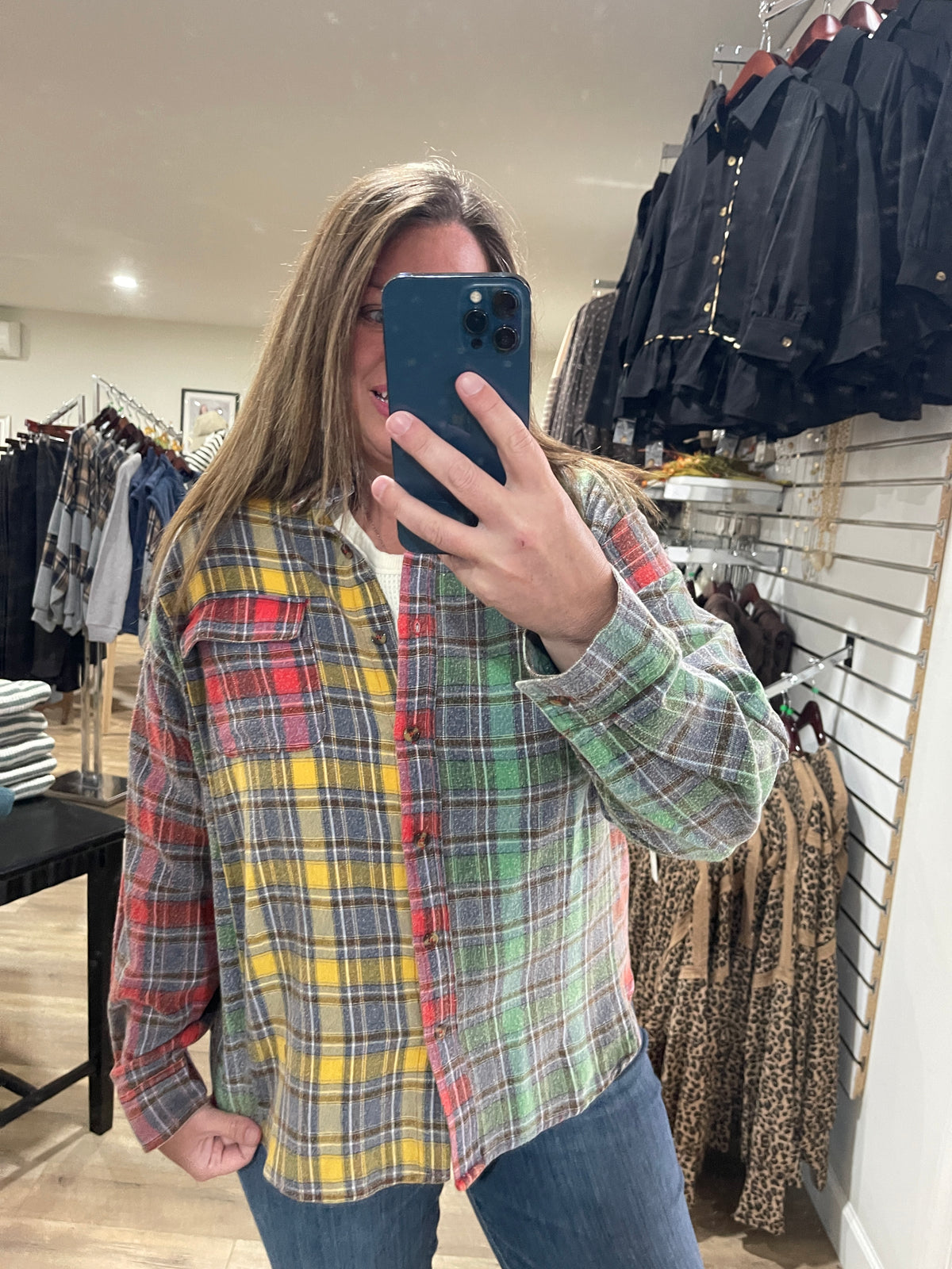 MULTI COLOR WASHED BUTTON UP PLAID