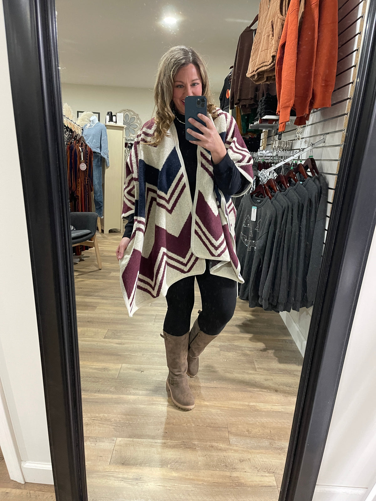 PRINTED THROW OVER PONCHO - 6 COLORS