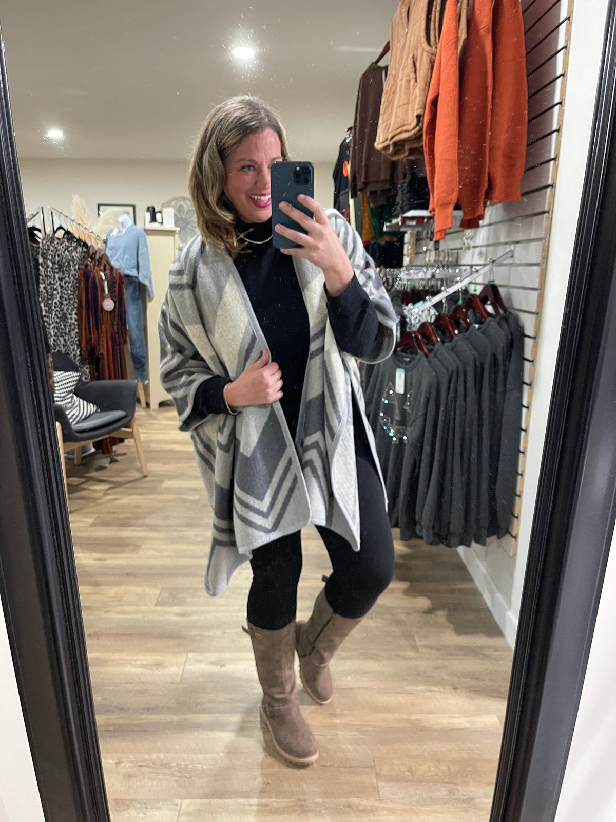 PRINTED THROW OVER PONCHO - 6 COLORS