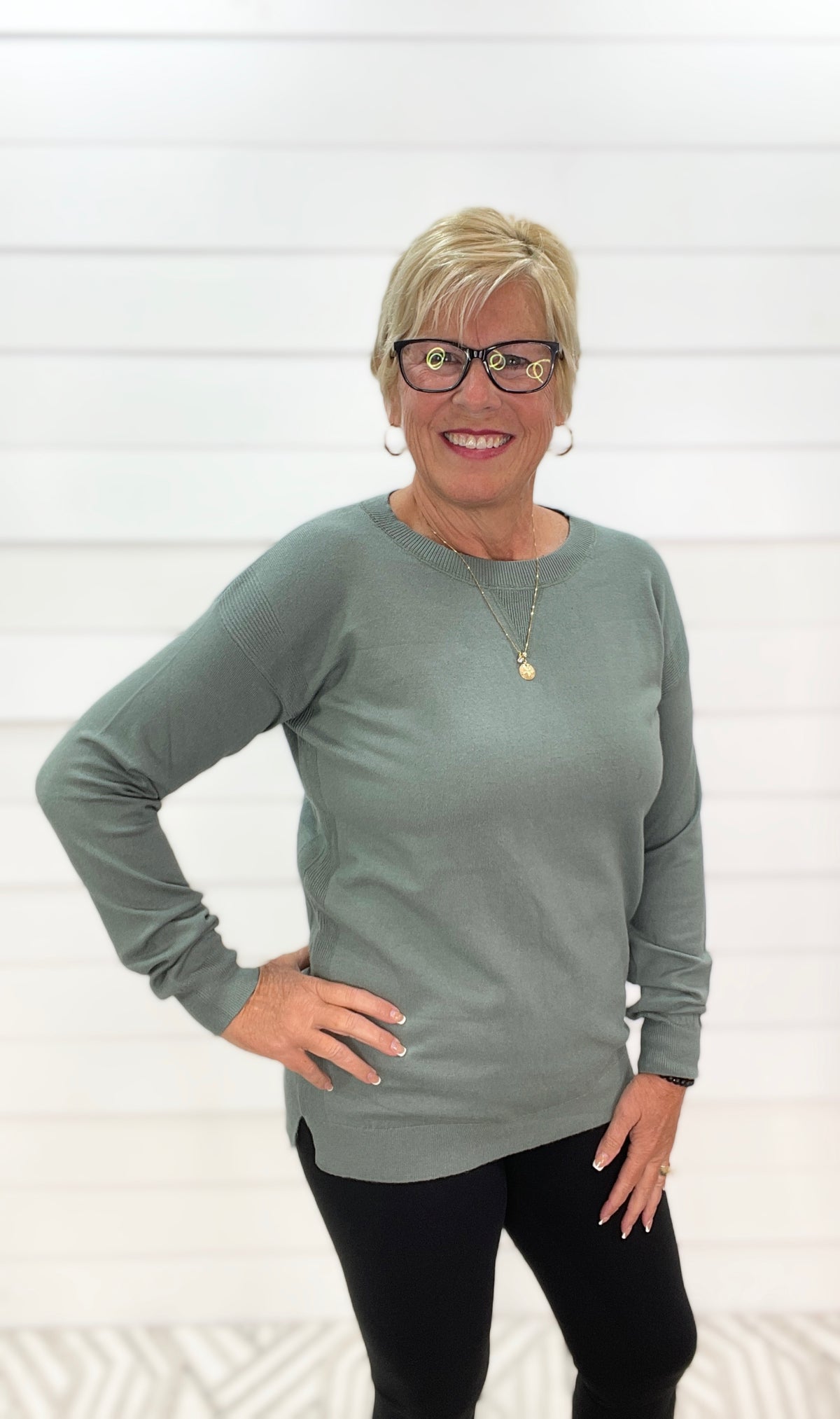 DUSTY JADE ULTRA SOFT CREW NECK SWEATER