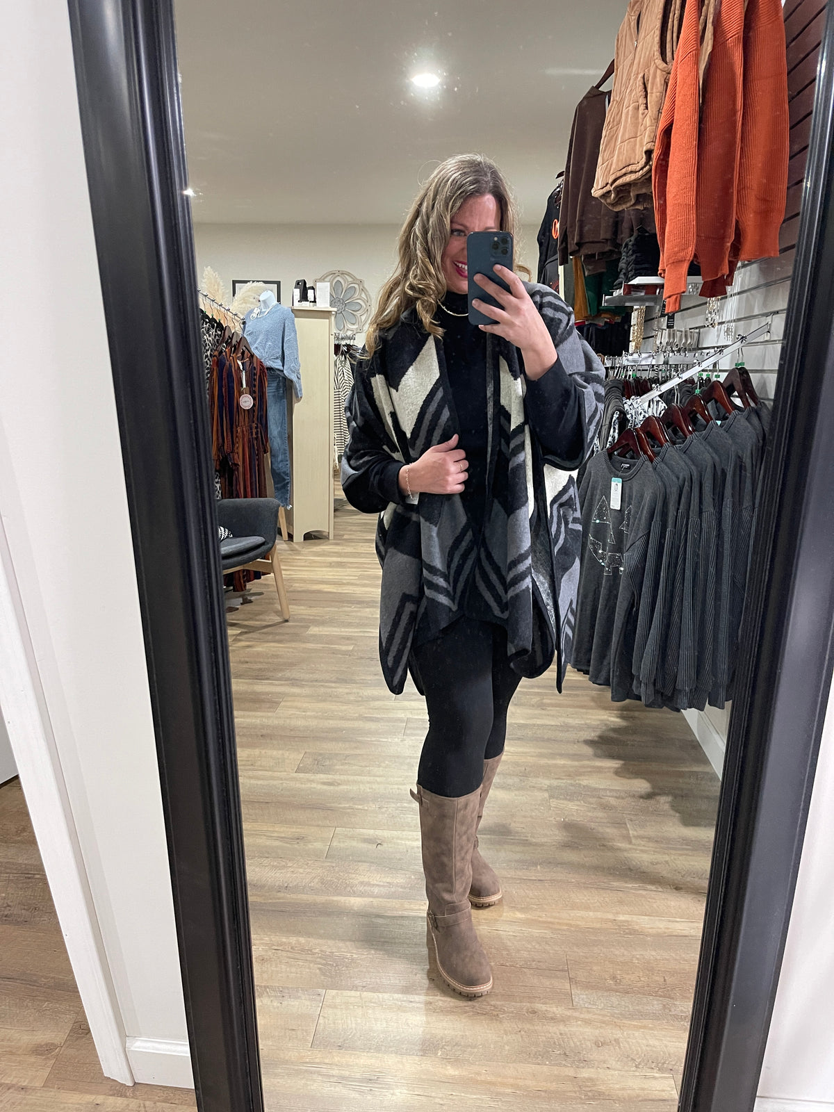 PRINTED THROW OVER PONCHO - 6 COLORS