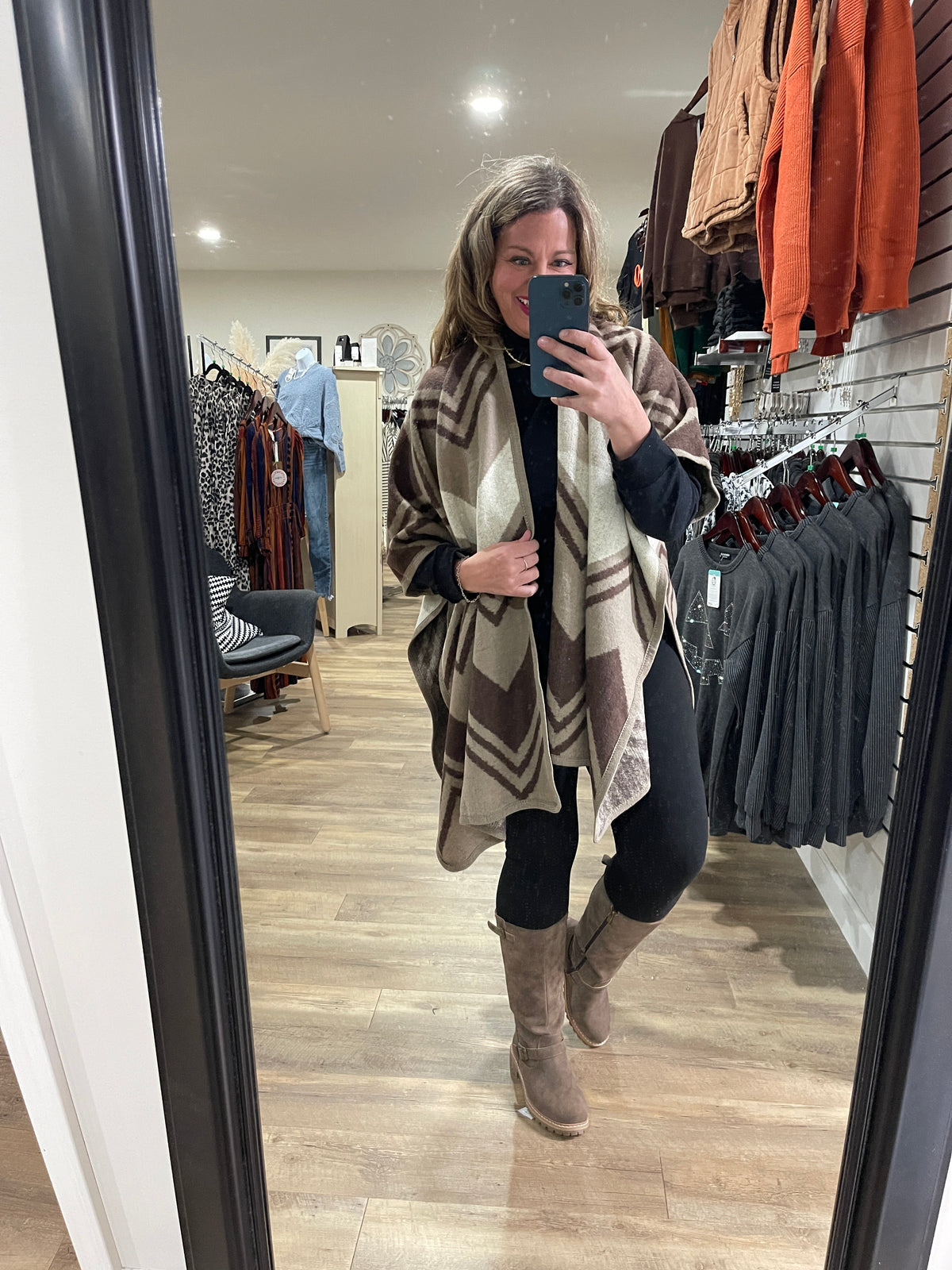 PRINTED THROW OVER PONCHO - 6 COLORS