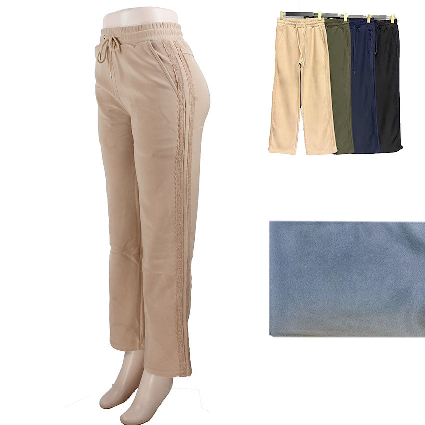 DRAWSTRING LACE FLEECE LINED PANTS - 4 COLORS