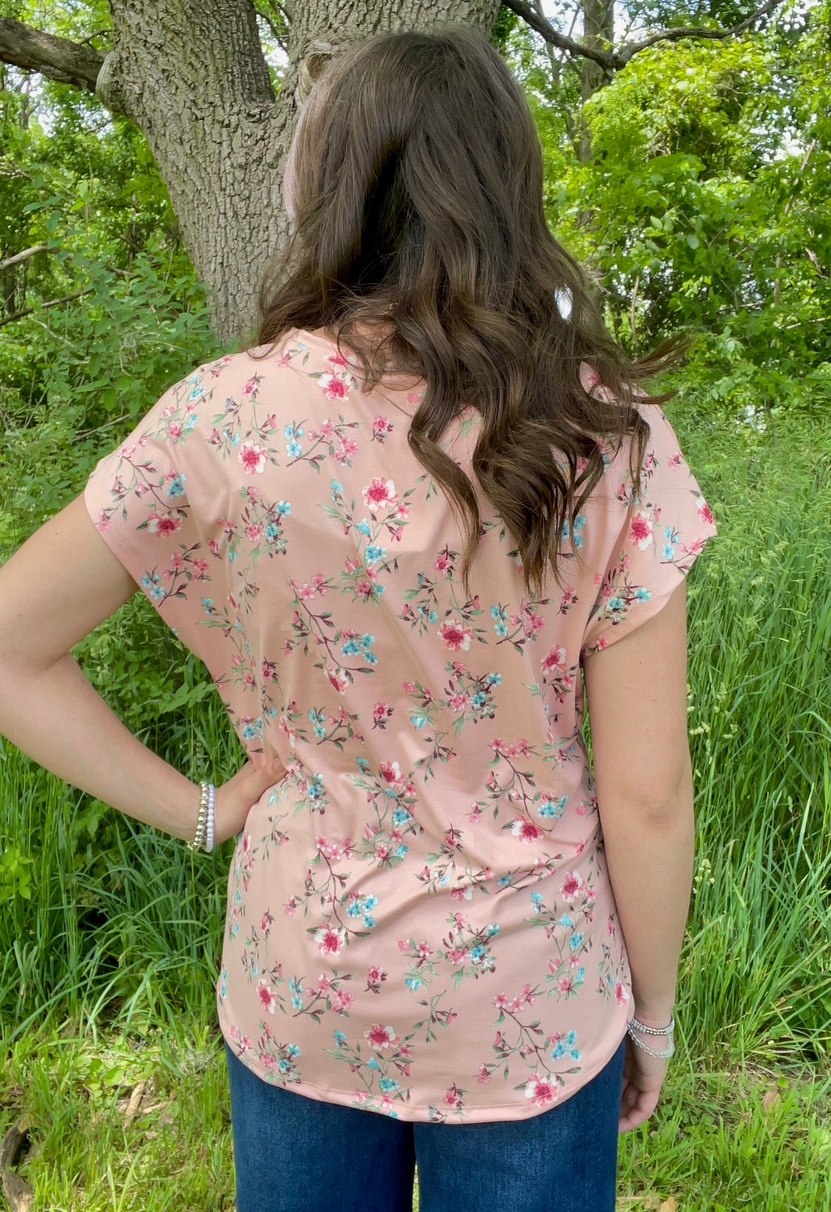 BLUSH FLORAL BUTTER SOFT KNIT TOP