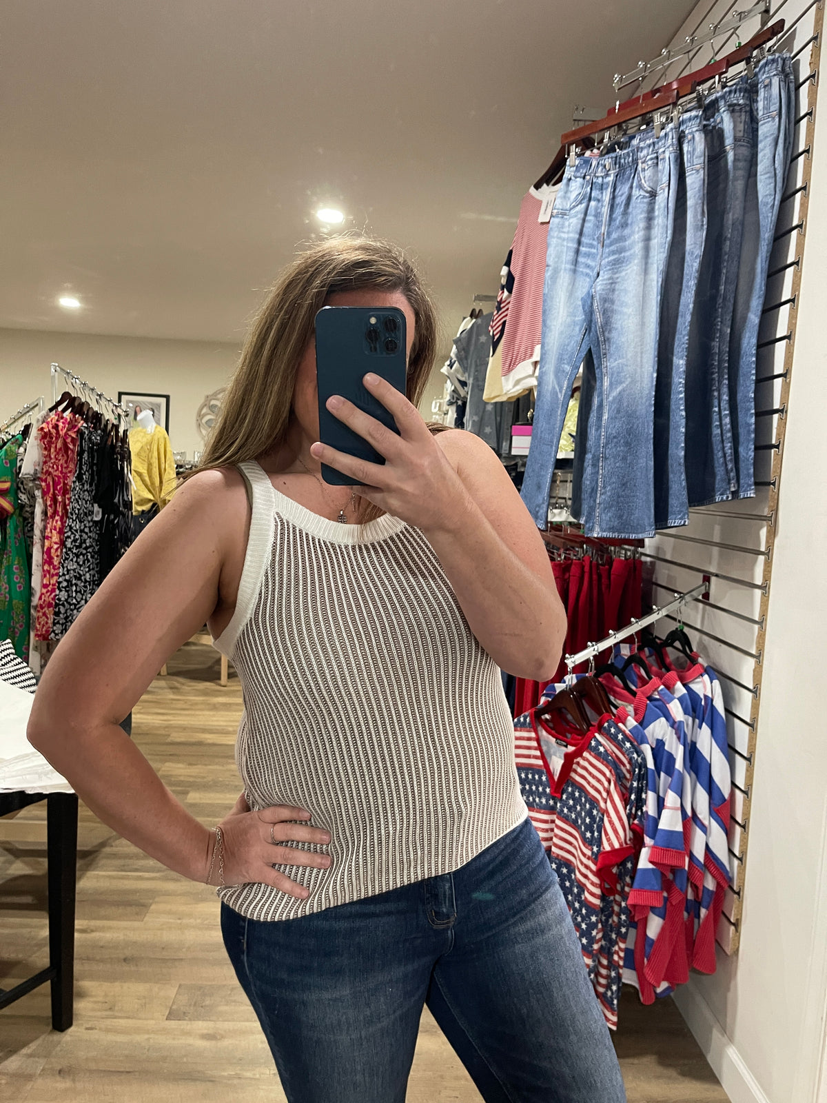 KHAKI LIGHT WEIGHT SWEATER KNIT SLEEVELESS TOP