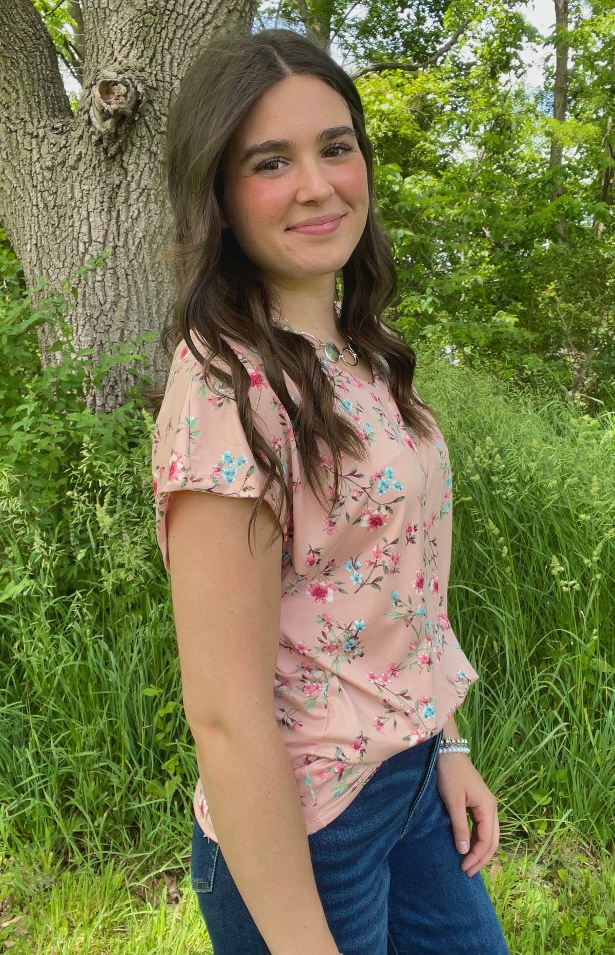 BLUSH FLORAL BUTTER SOFT KNIT TOP