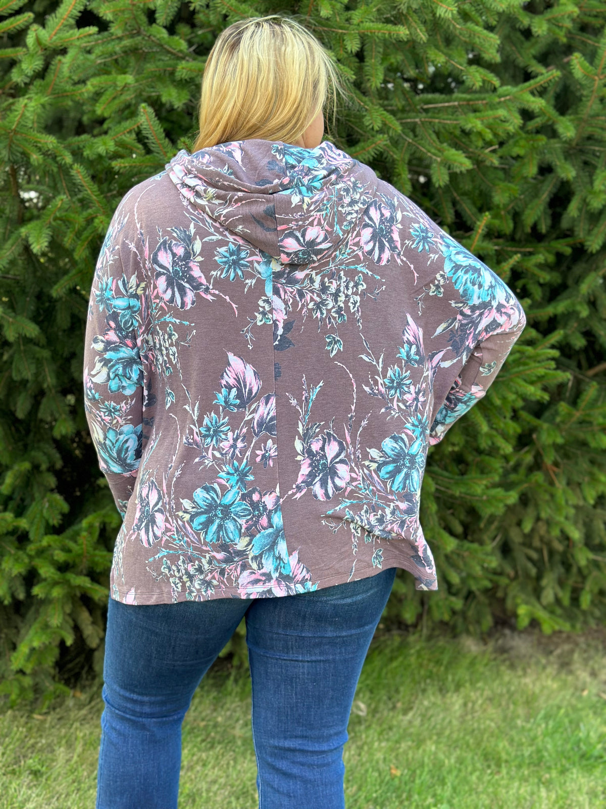 CHOCOLATE FLORAL LIGHT WEIGHT HOODIE