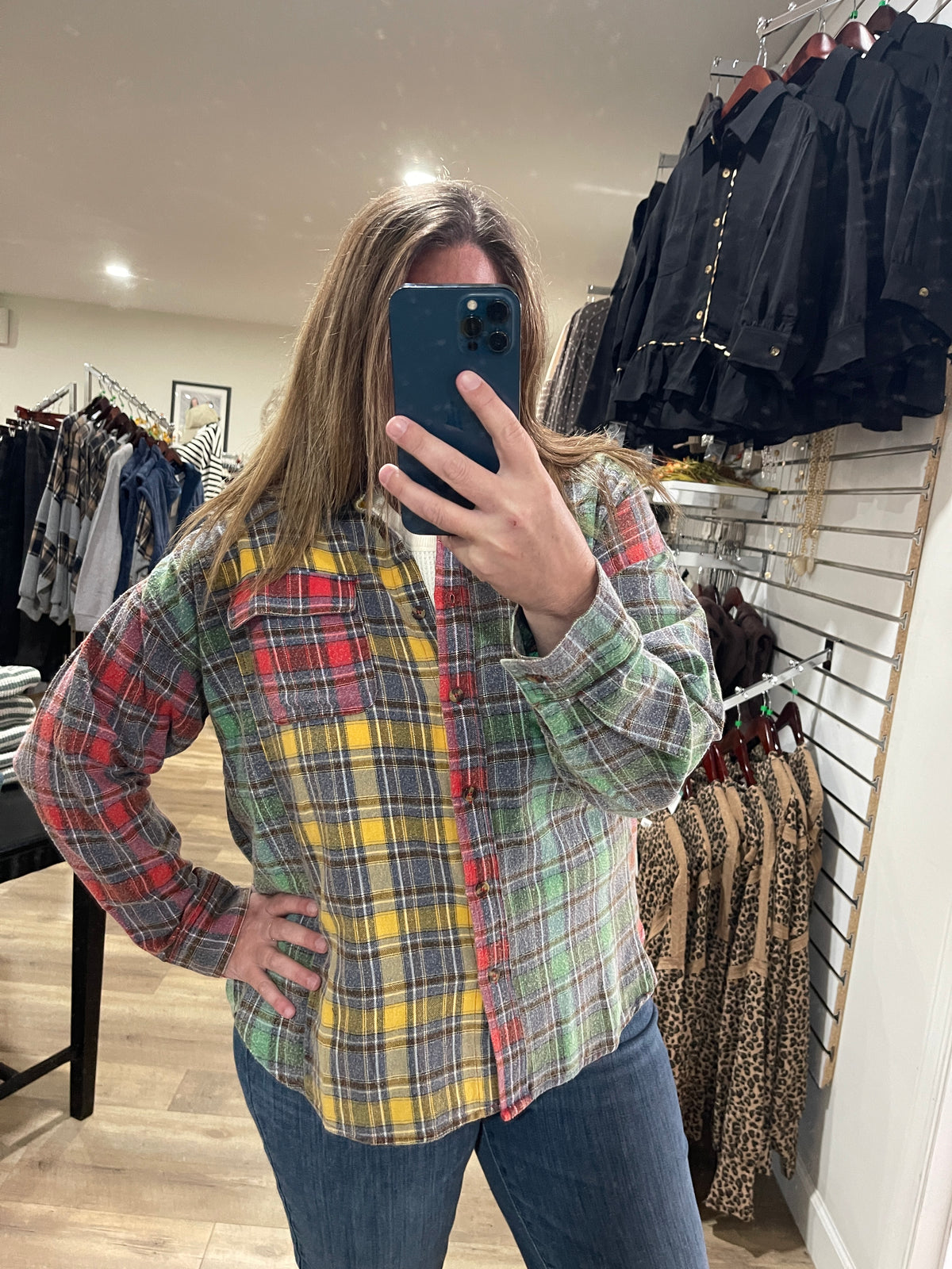 MULTI COLOR WASHED BUTTON UP PLAID