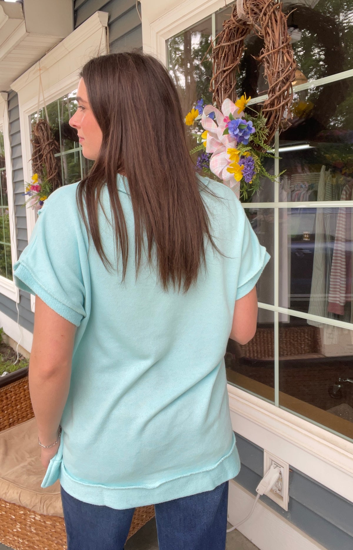 MINT FRENCH TERRY TOP W REVERSE STITCHING