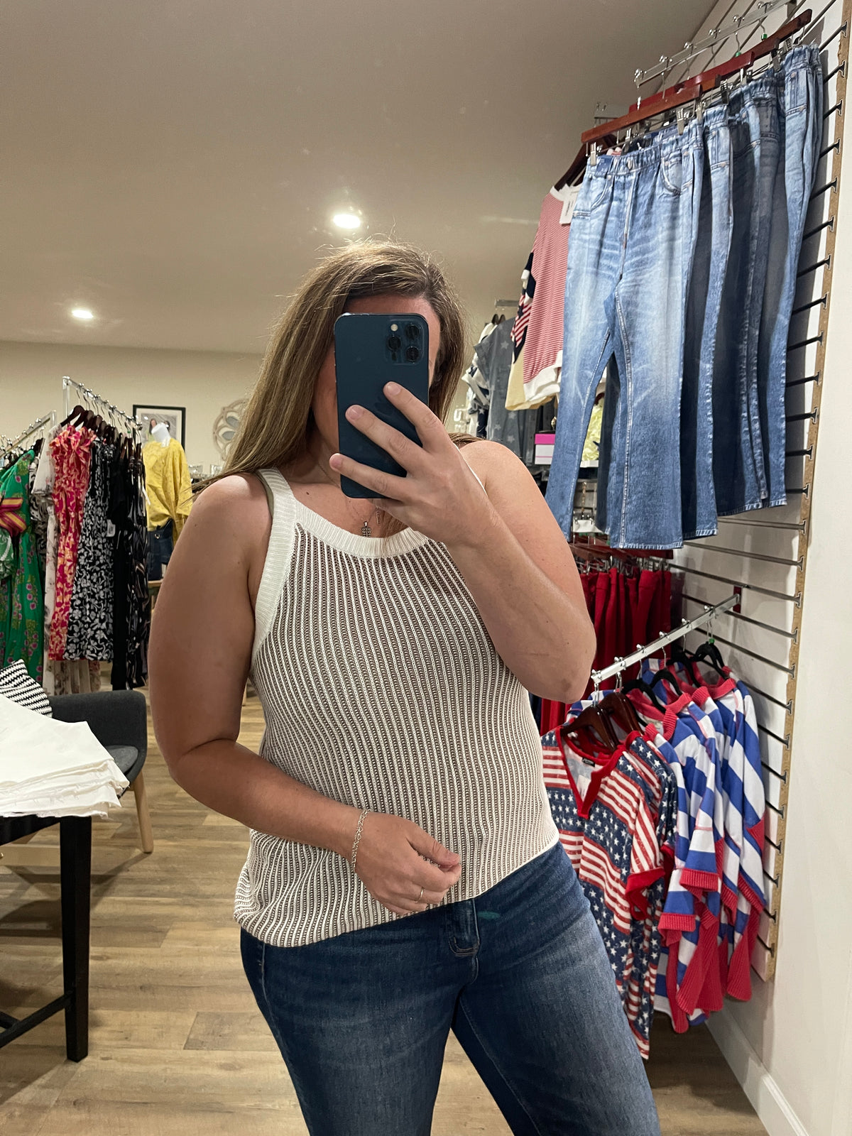 KHAKI LIGHT WEIGHT SWEATER KNIT SLEEVELESS TOP