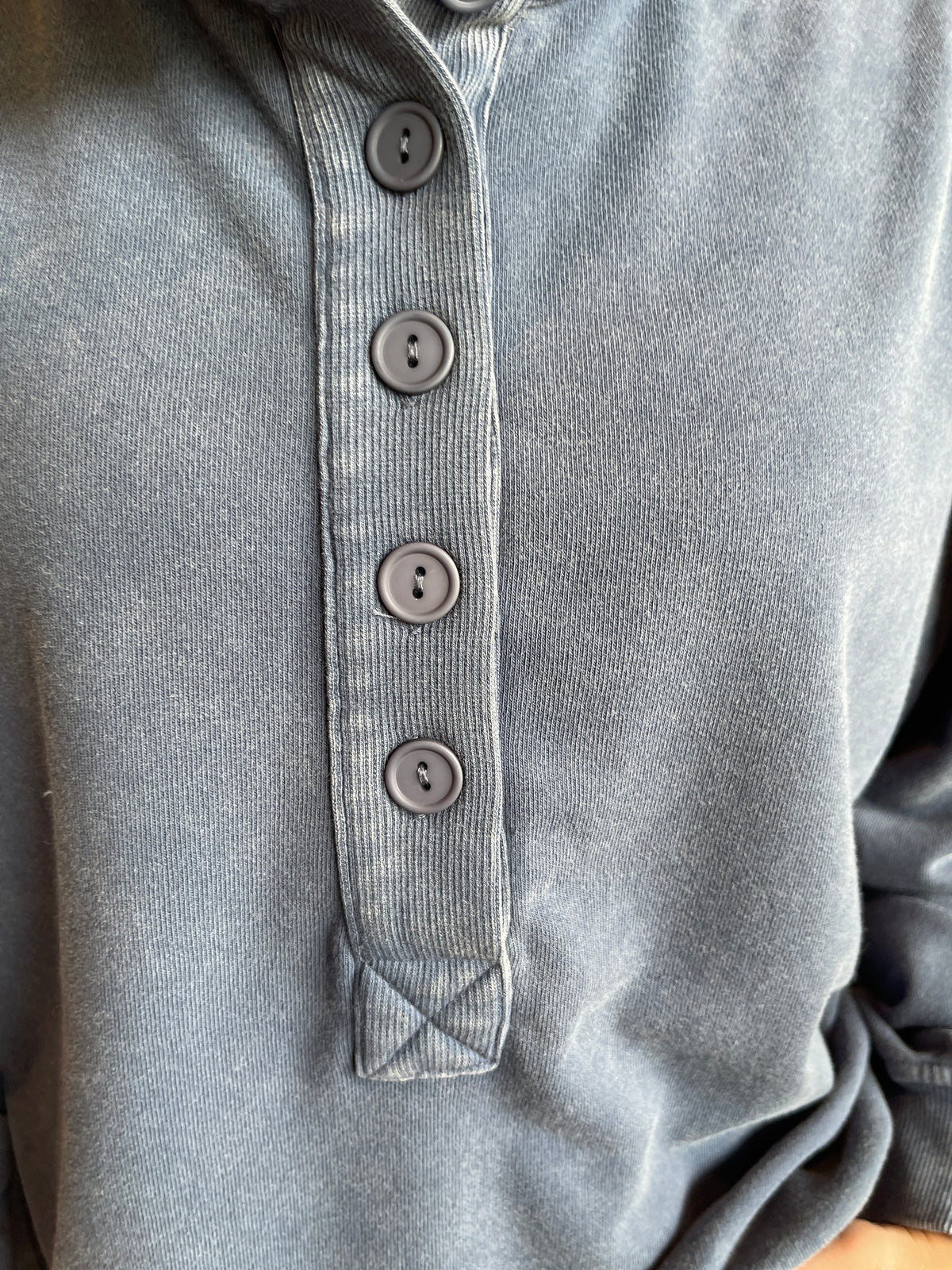 Navy Ultra Soft Mineral Wash Half Button Pullover