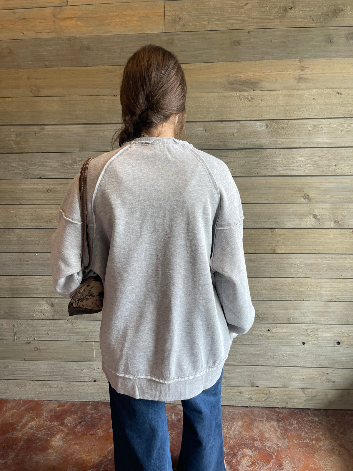 Heather Grey Soft Fleece Lined Oversized Pullover