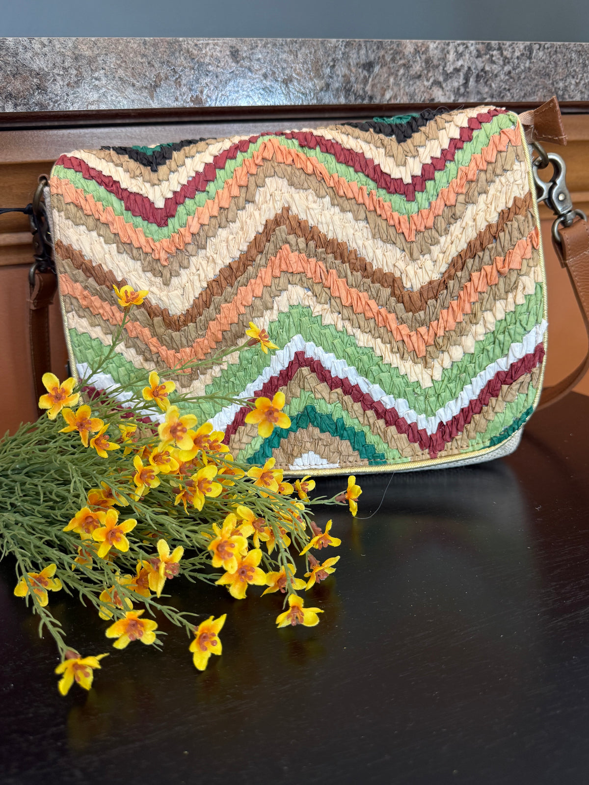 MYRA Chevron Valley Crossbody Bag — Spring Glow