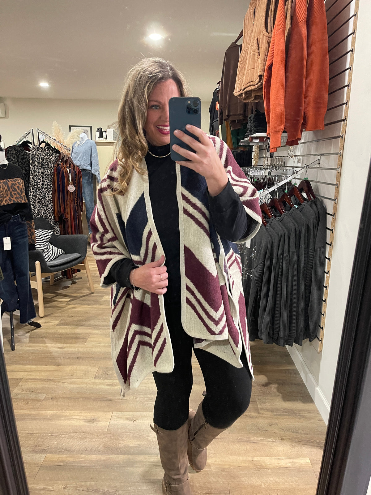 PRINTED THROW OVER PONCHO - 6 COLORS