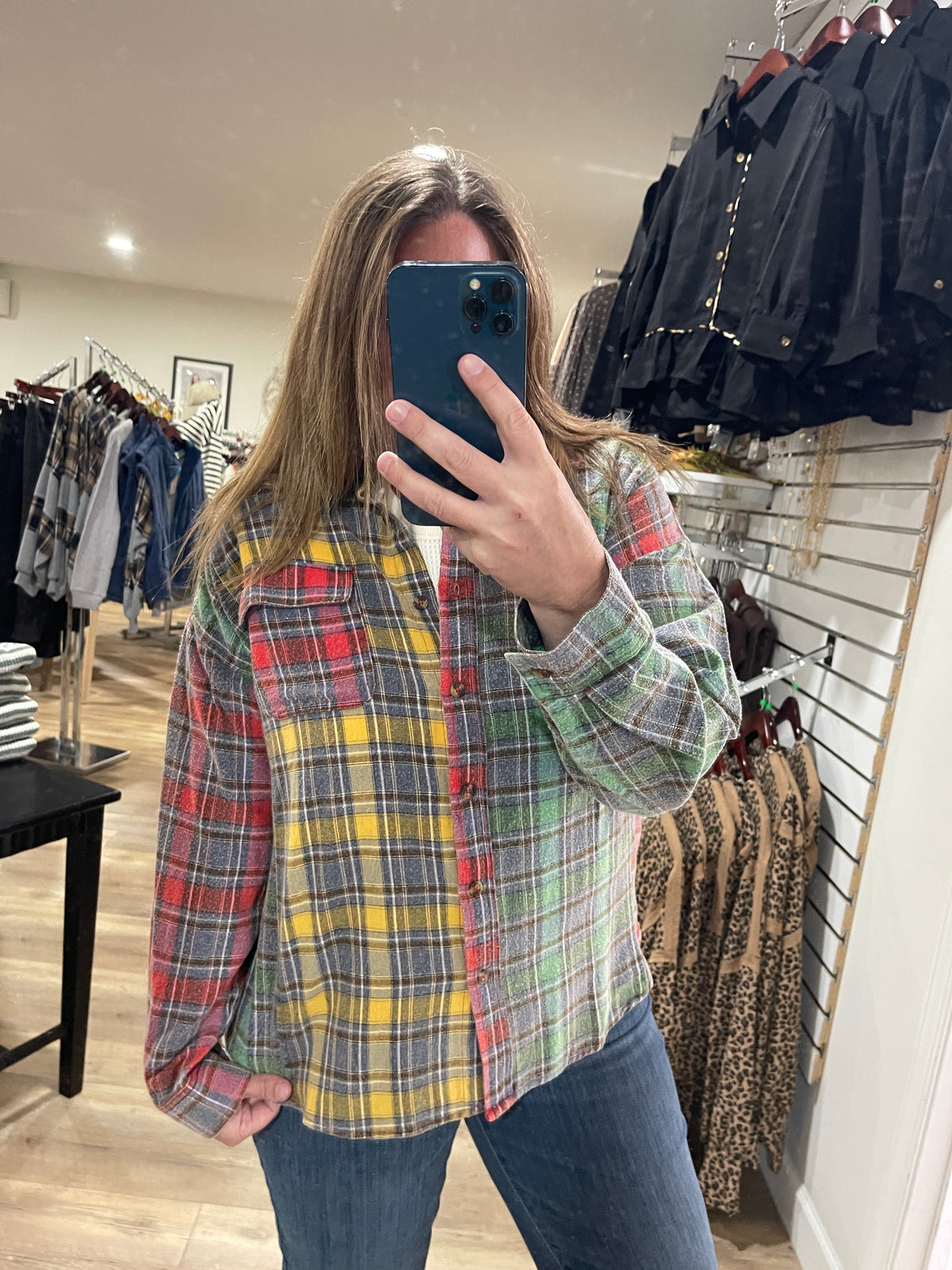 MULTI COLOR WASHED BUTTON UP PLAID