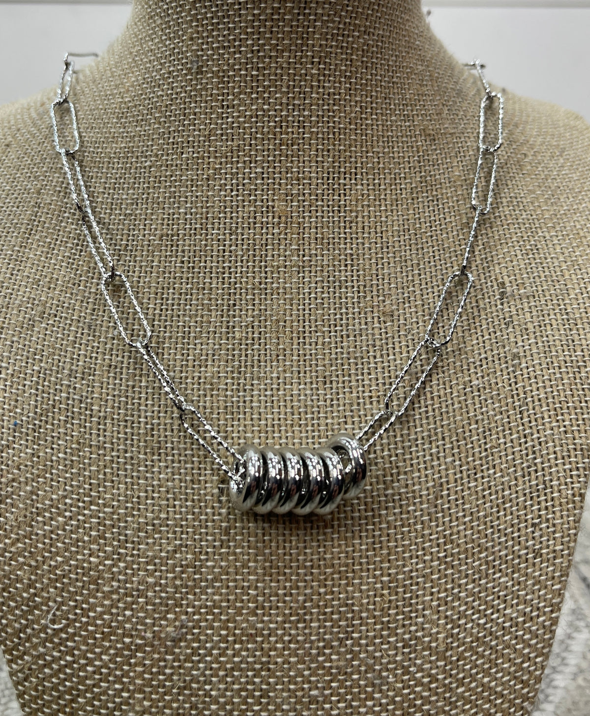 SILVER MULTI RING NECKLACE