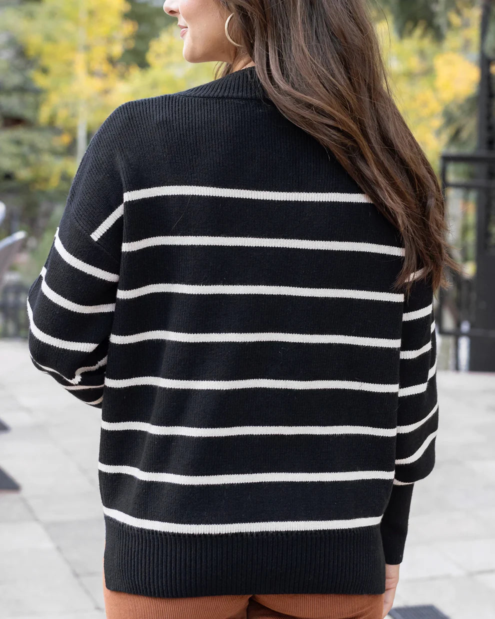 GRACE & LACE BLACK STRIPED SWEATER