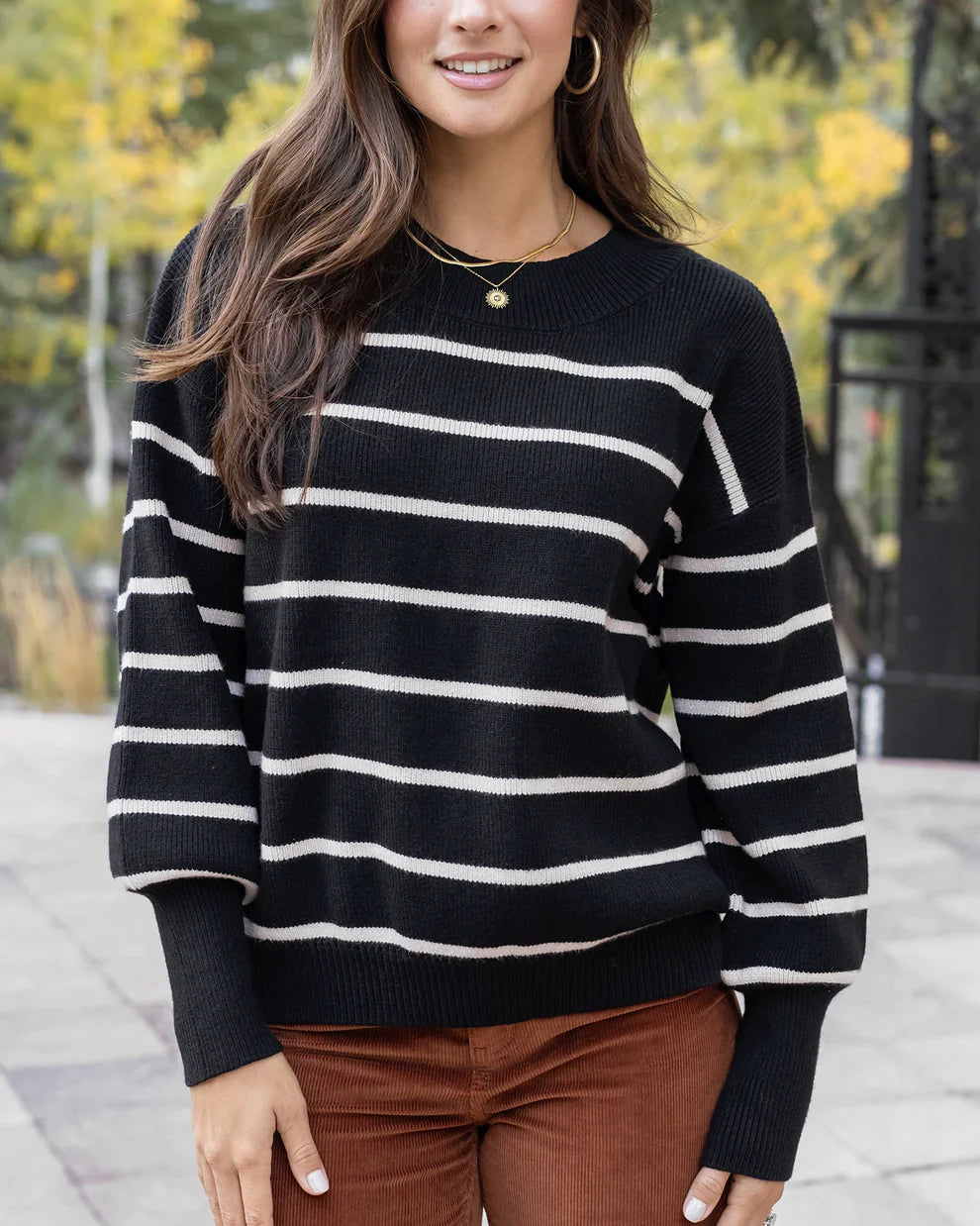 GRACE & LACE BLACK STRIPED SWEATER