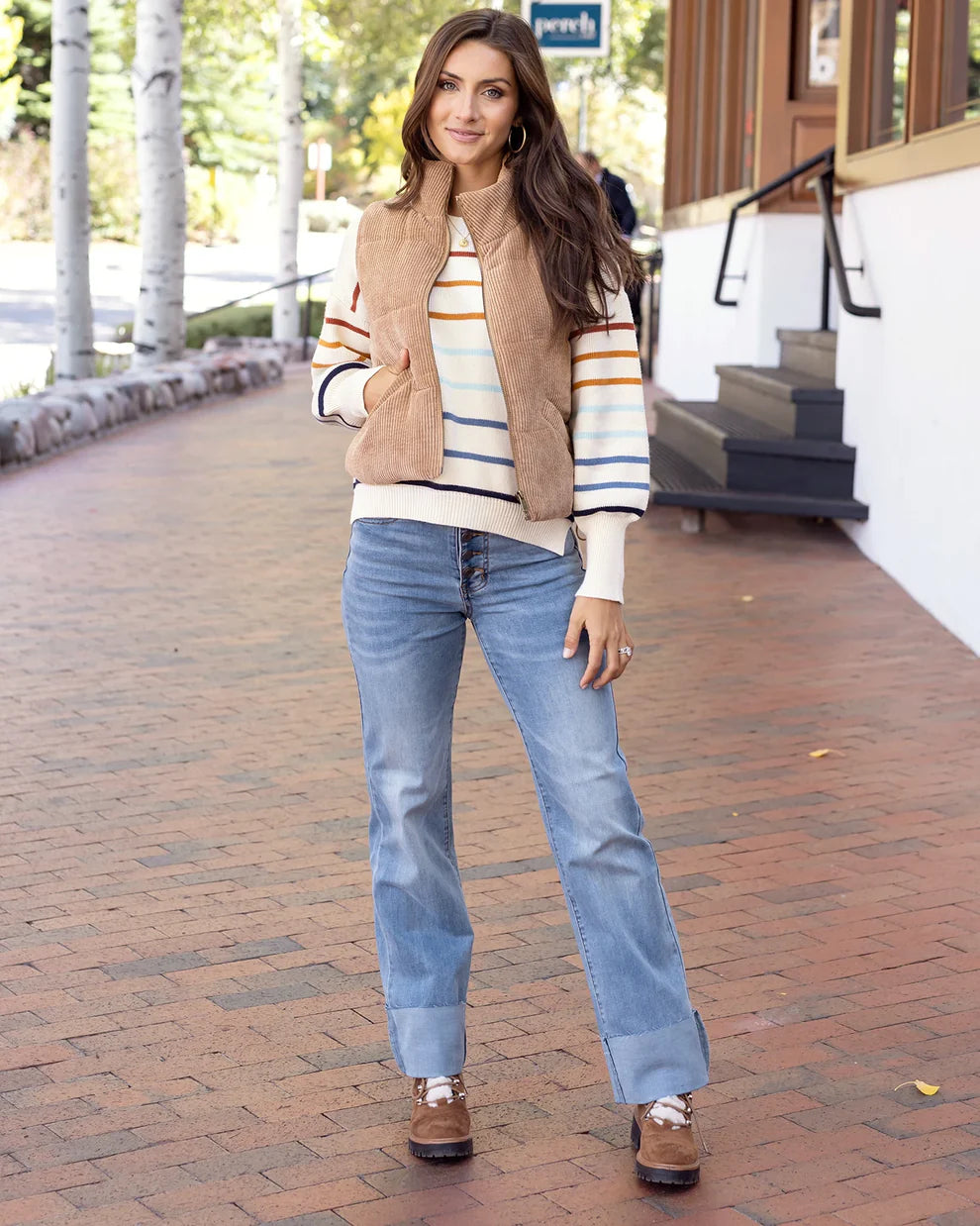 GRACE & LACE MULTI COLOR STRIPE SWEATER IN IVORY