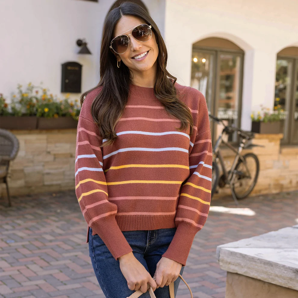 GRACE & LACE TERRACOTTA STRIPED SWEATER